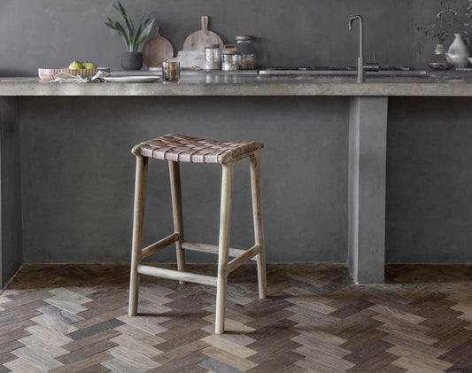 Yuksen Woven Leather Counter Stool