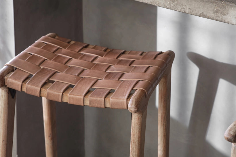 Yuksen Woven Leather Counter Stool