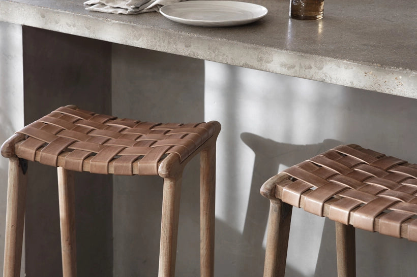 Yuksen Woven Leather Counter Stool