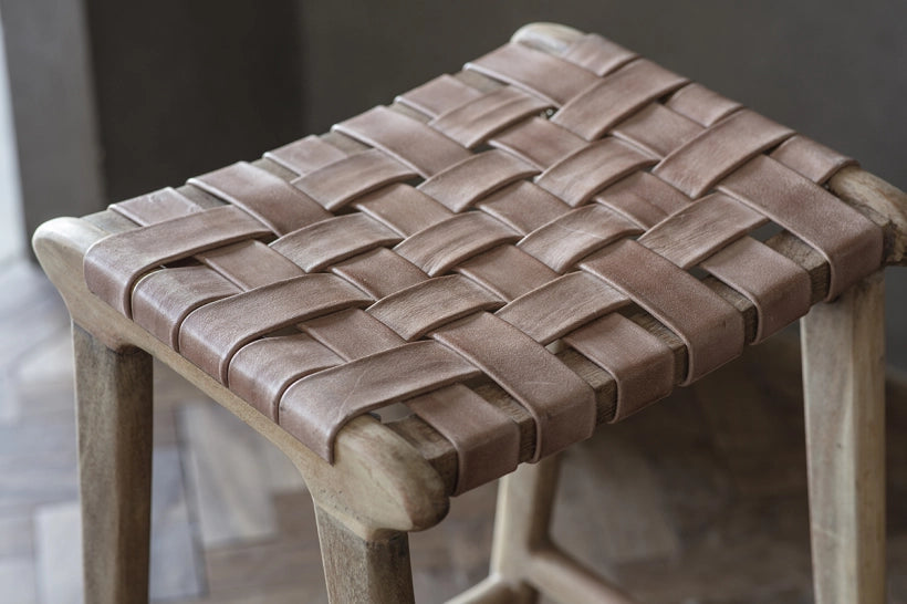 Yuksen Woven Leather Counter Stool