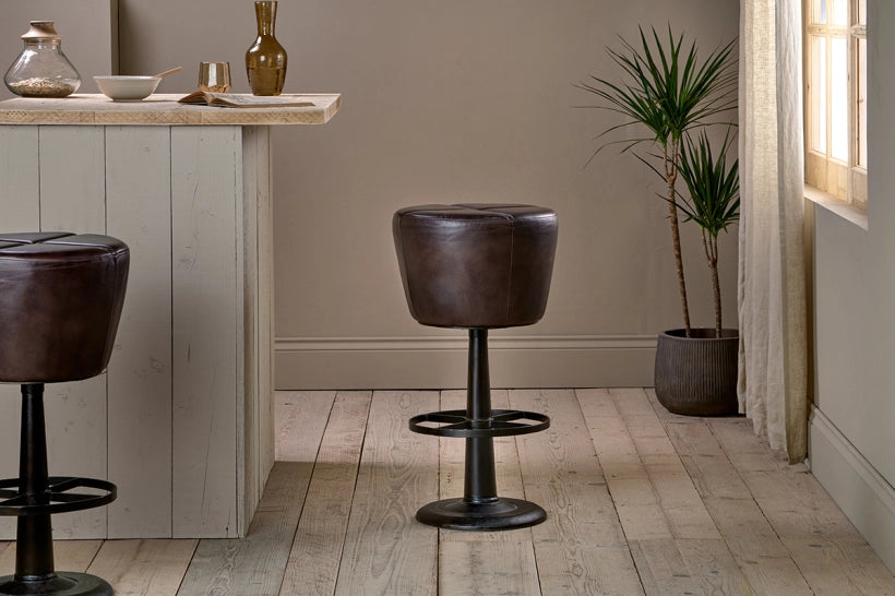 Dunke Leather Bar Stool