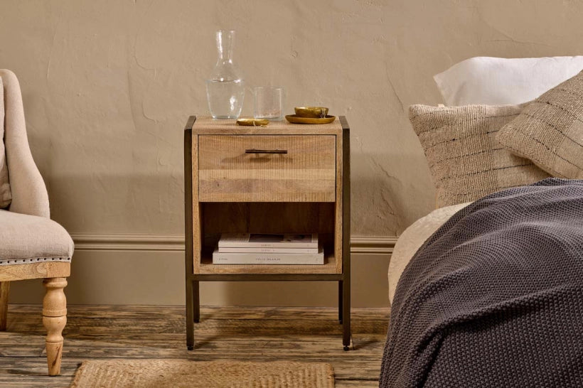 Yuzu Mango Wood Bedside Table