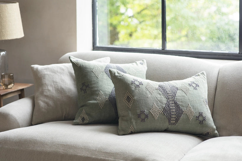 Serki Embroidered Linen Cushion Cover Square