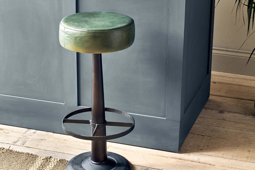 Sawara Leather Round Stool