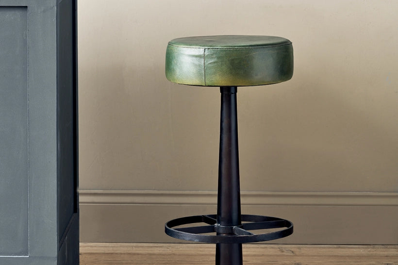 Sawara Leather Round Stool