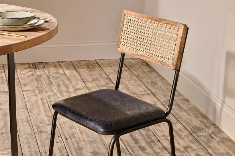 Nikkei Leather & Cane Dining Chair