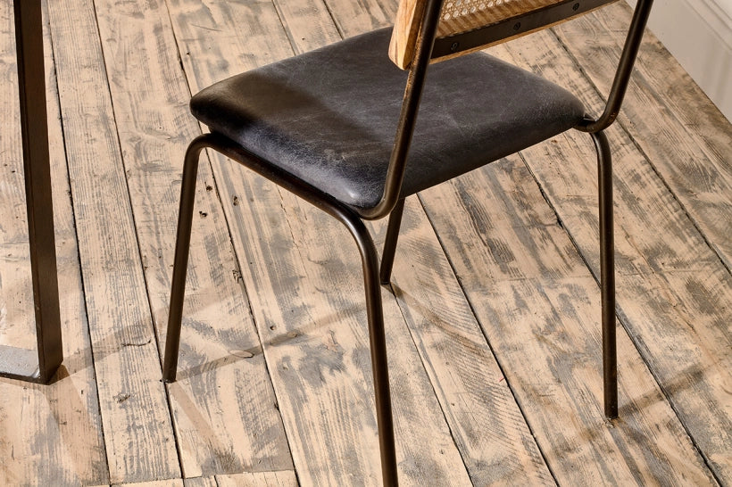 Nikkei Leather & Cane Dining Chair