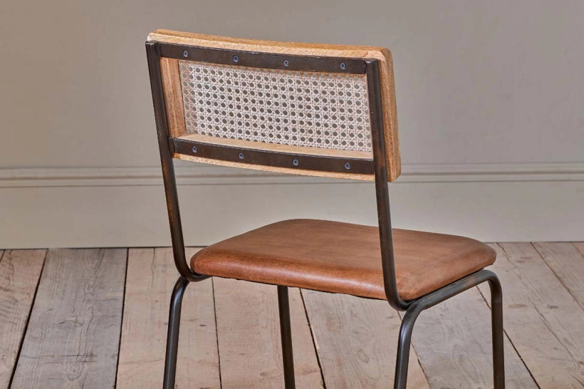 Nikkei Leather & Cane Dining Chair