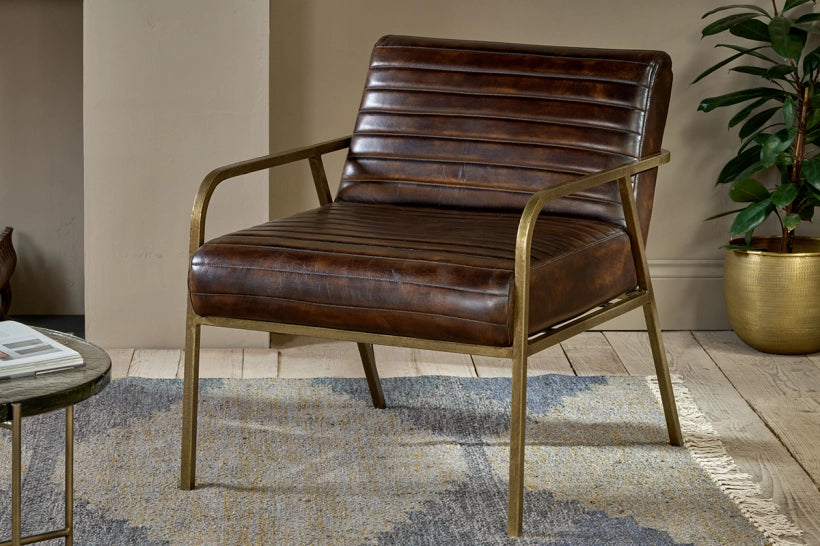 Burch Ribbed Leather Armchair