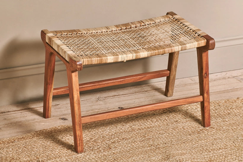 Madi Acacia & Rattan Footstool