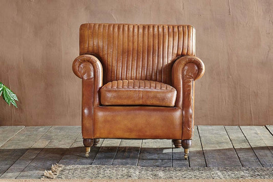 Sawara Ribbed Leather Armchair