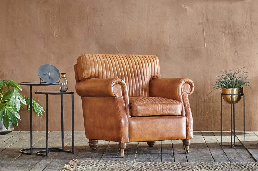 Sawara Ribbed Leather Armchair