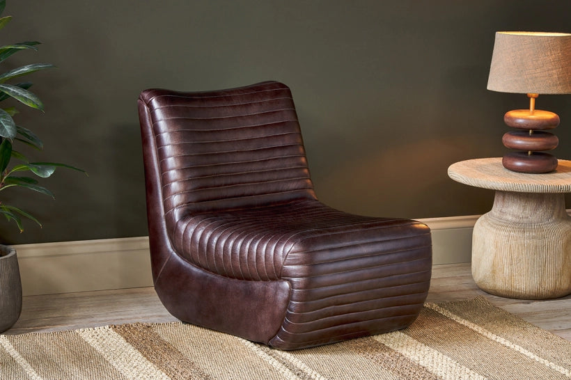 Tux Ribbed Leather Chair