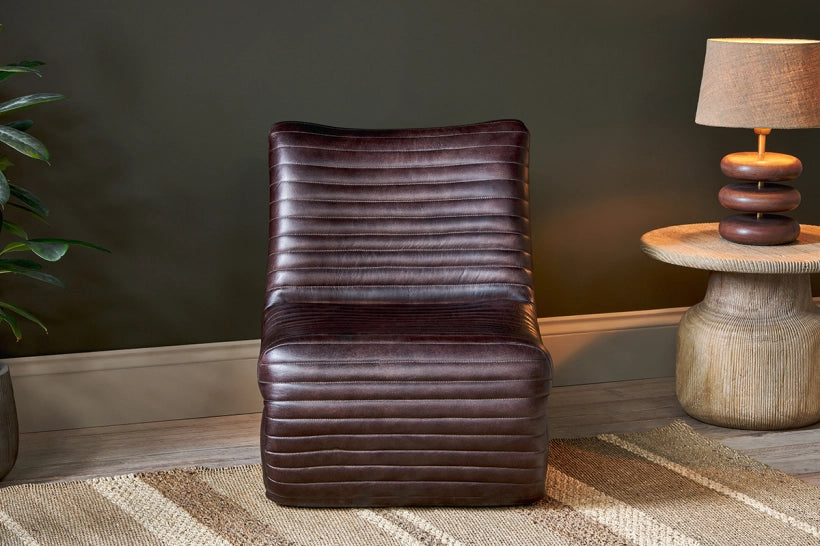 Tux Ribbed Leather Chair