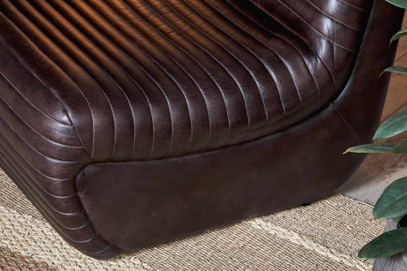 Tux Ribbed Leather Chair