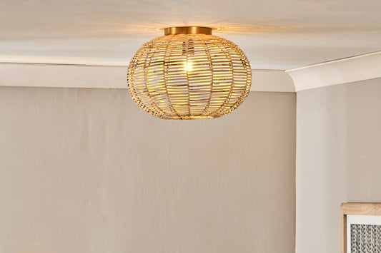 Nono Rattan Flush Ceiling Light