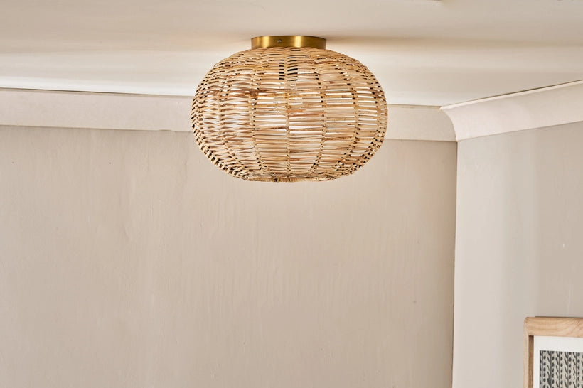 Nono Rattan Flush Ceiling Light