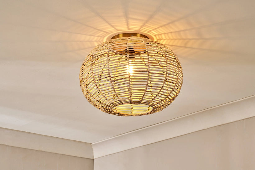 Nono Rattan Flush Ceiling Light