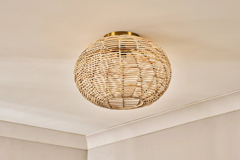 Nono Rattan Flush Ceiling Light