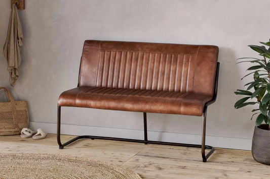 Minka Ribbed Leather Bench