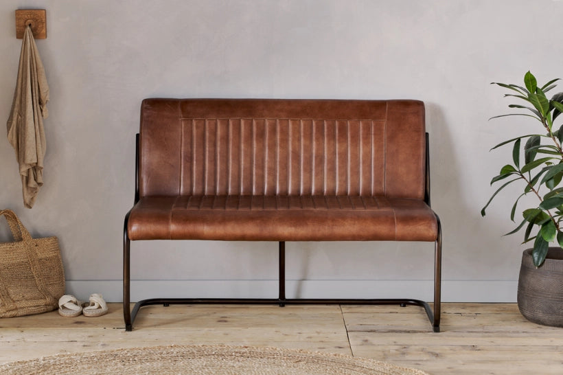 Minka Ribbed Leather Bench