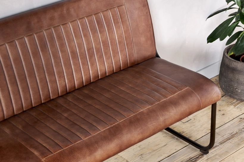 Minka Ribbed Leather Bench