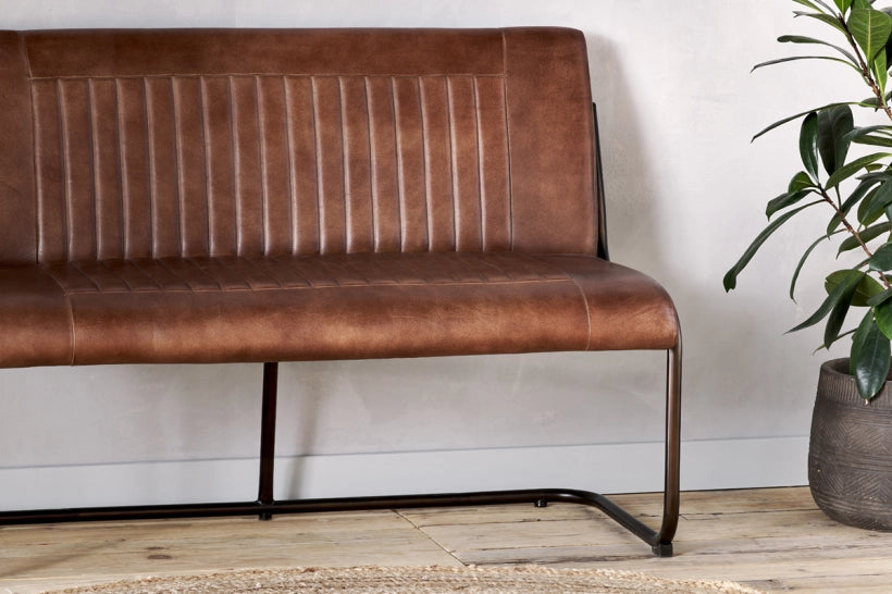 Minka Ribbed Leather Bench