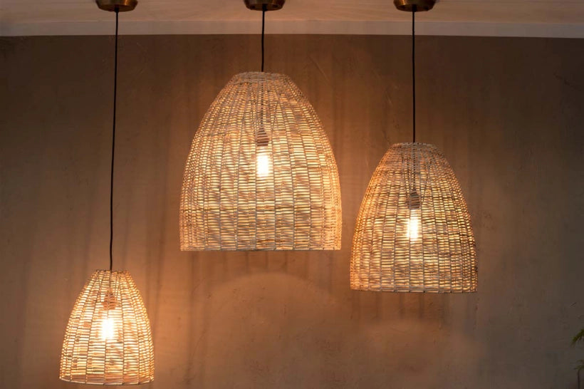 Nono Rattan Conical Pendant - Medium