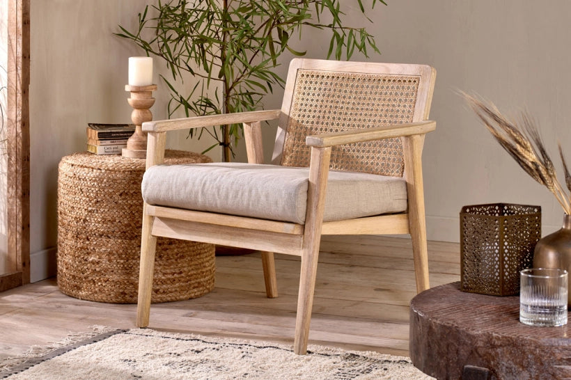 Xun Mango Wood & Cane Occasional Chair