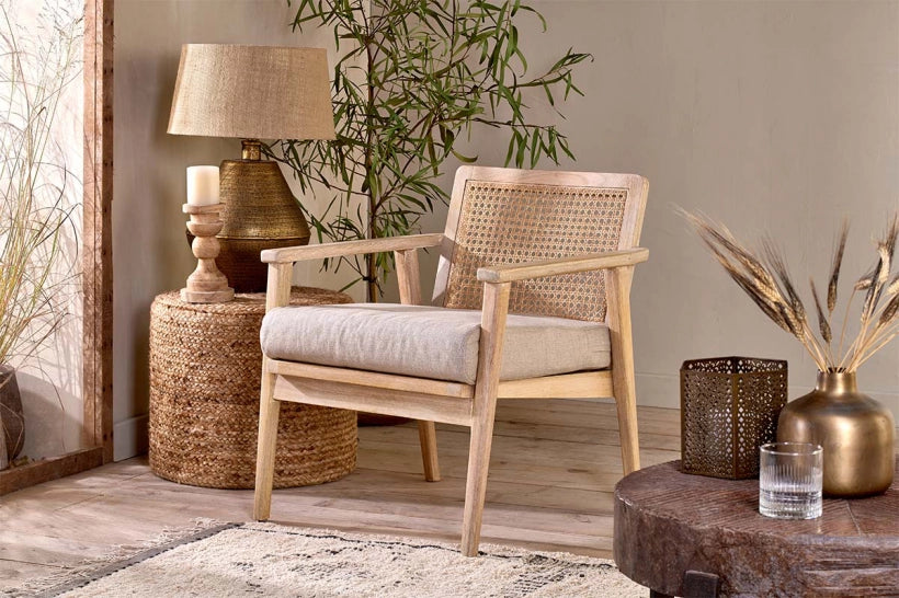 Xun Mango Wood & Cane Occasional Chair