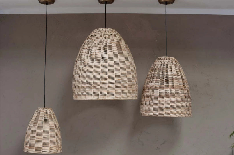 Nono Rattan Conical Pendant - Medium