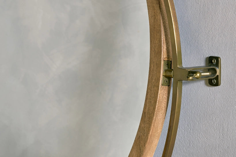 Sail Mango Wood & Iron Round Swivel Mirror