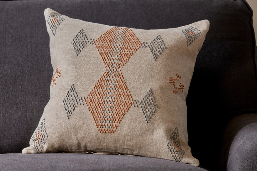 Serki Embroidered Linen Cushion Cover Square