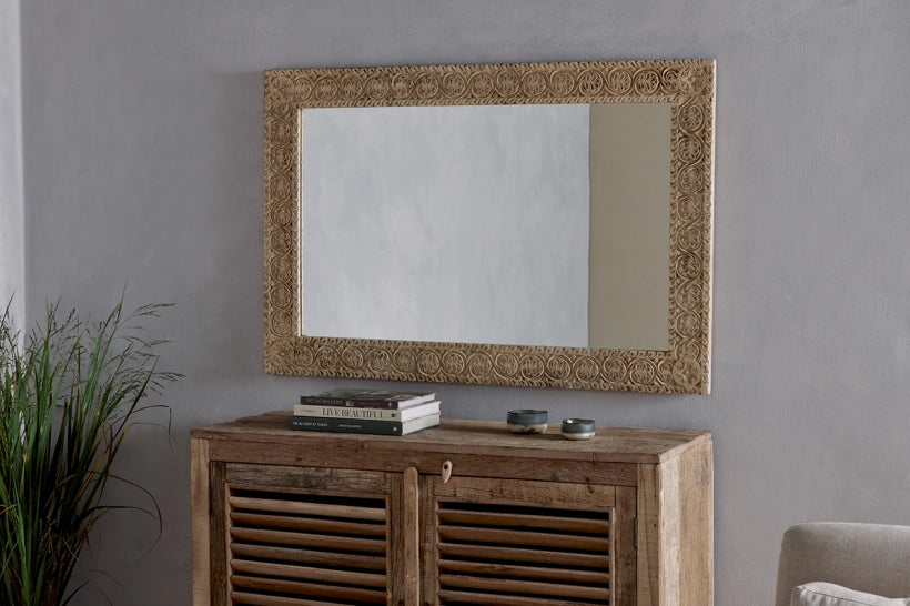 Tinne Mango Wood Carved Mirror