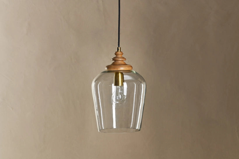 Giin Mango Wood & Glass Pendant Lamp