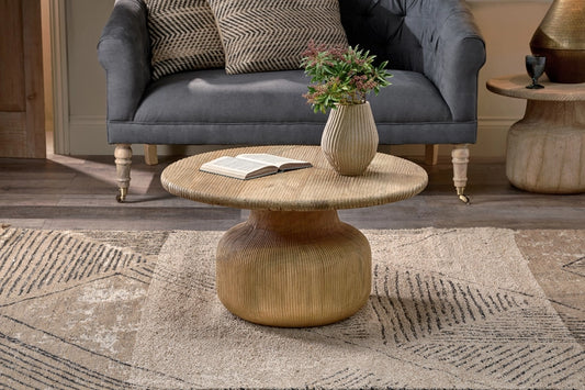 Vivi Grooved Wood Coffee Table