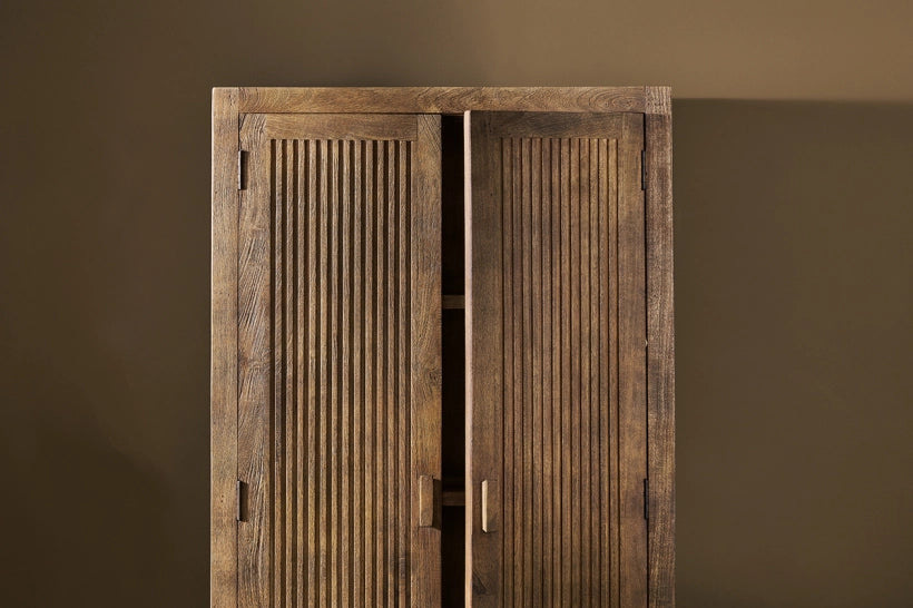 Burr Reeded Mango Wood Cabinet